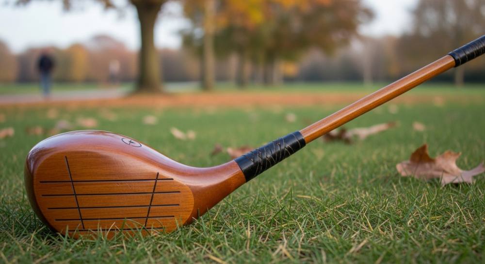 필드에 골프채와 골드공 올라와있는 사진