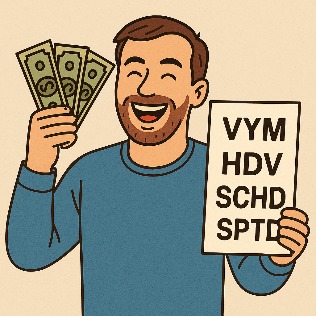 해외 고배당ETF로 돈벌고 있는 사람 일러스트