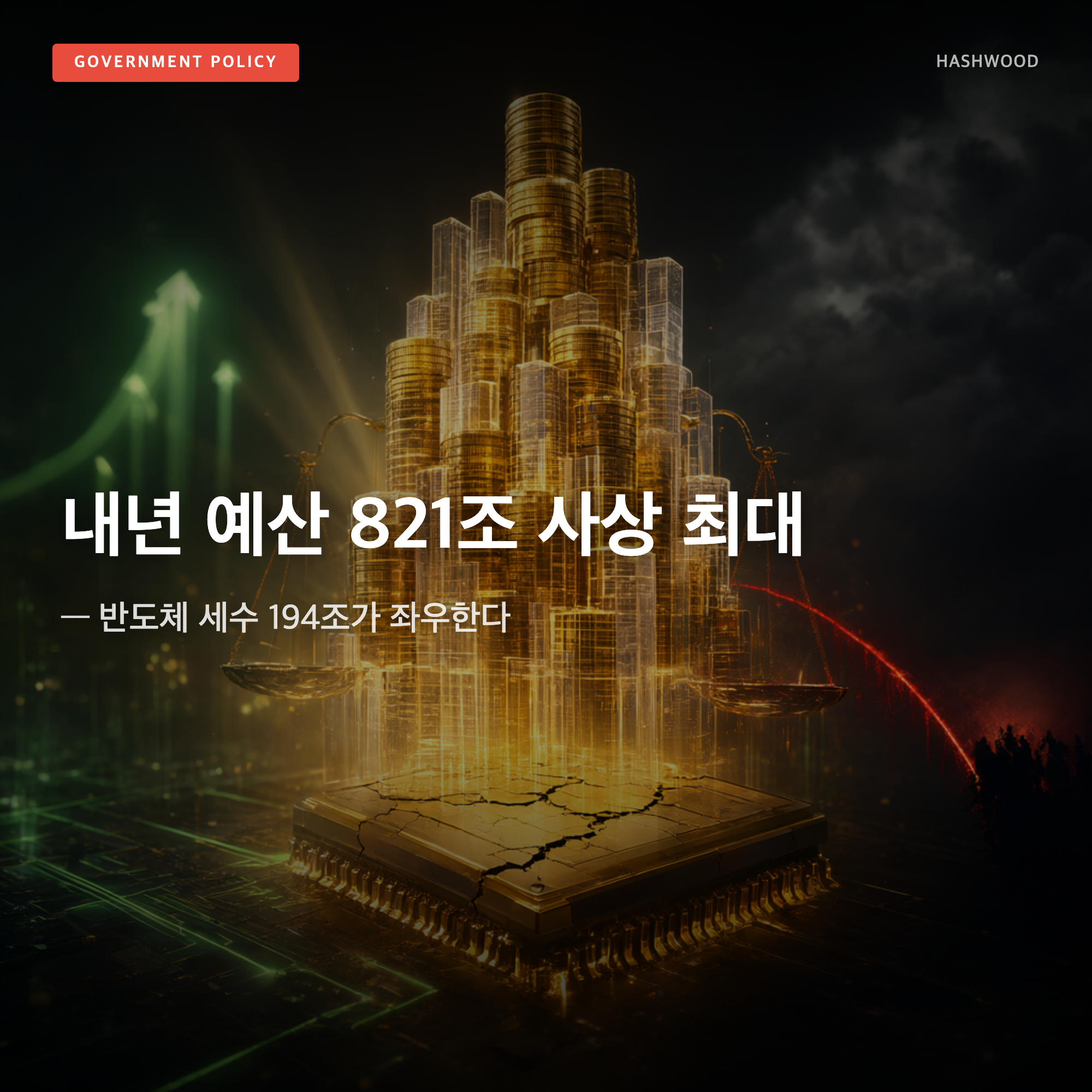 그림: 내년 예산 821조 사상 최대 — — 반도체 세수 194조가 좌우한다