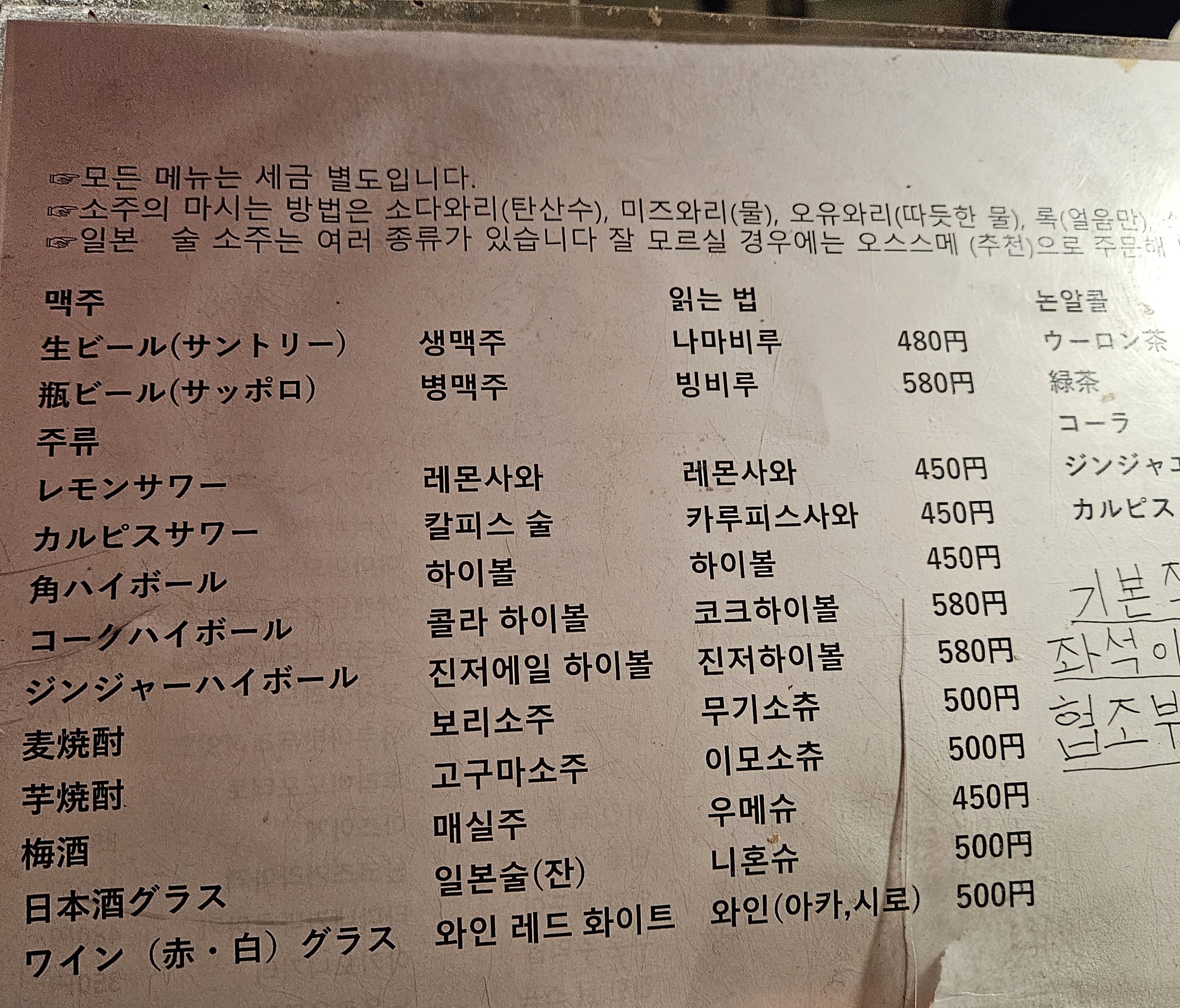 메뉴판