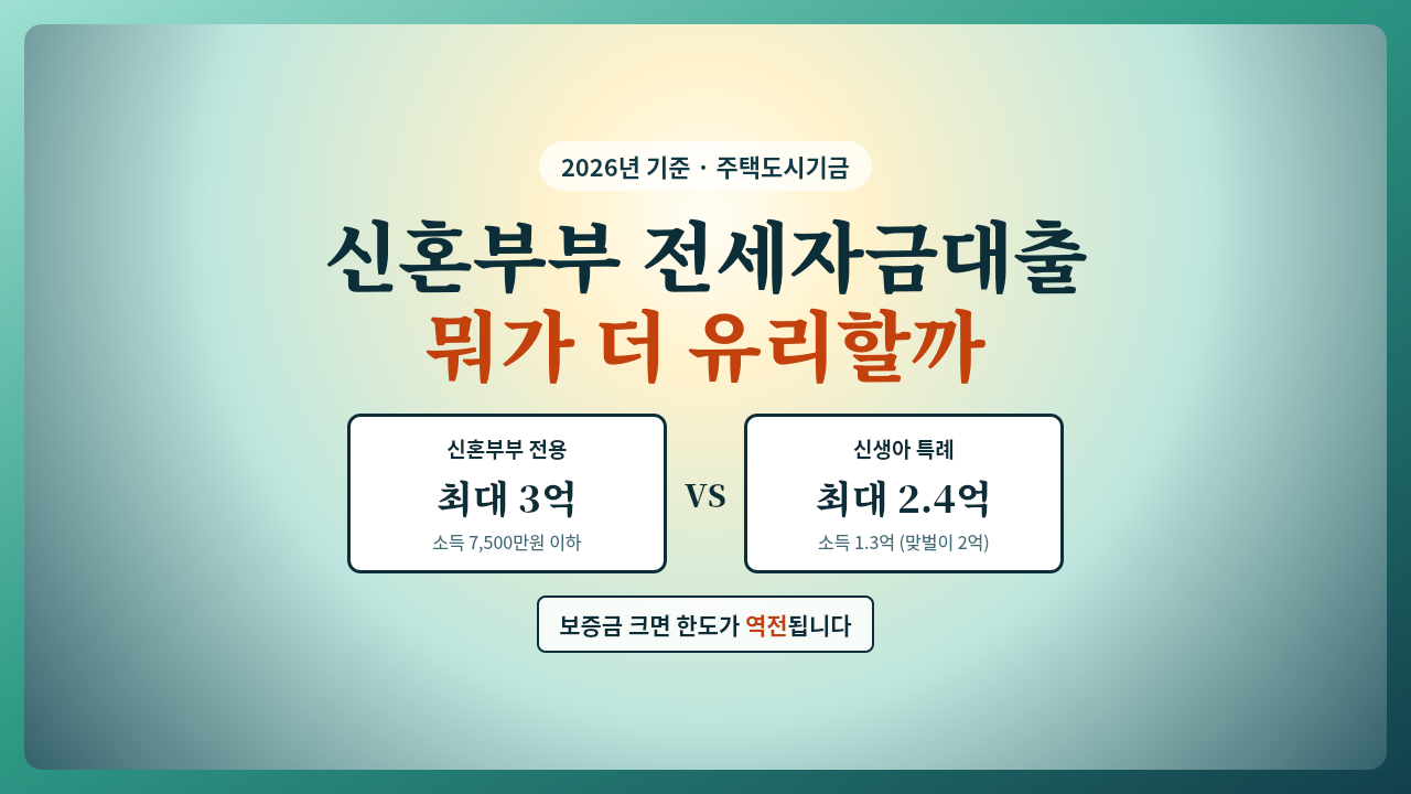 신혼부부 전용 버팀목과 신생아 특례 버팀목 대출 한도와 소득 조건 비교