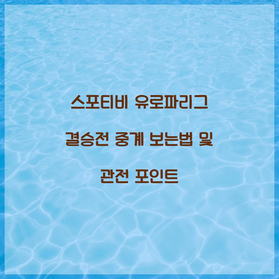 스포티비 유로파리그 결승전 중계 보는법
