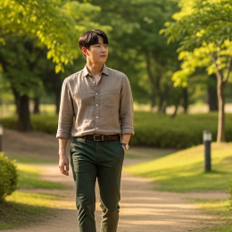 산책하는 남성