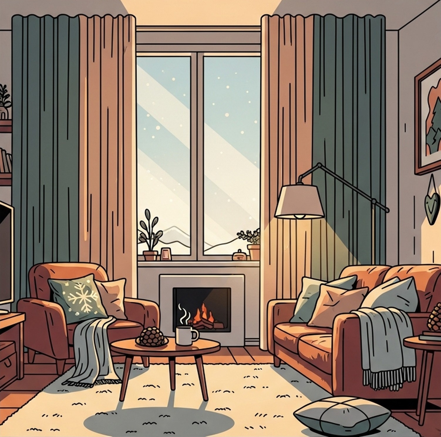 거실 커튼 카펫 보온