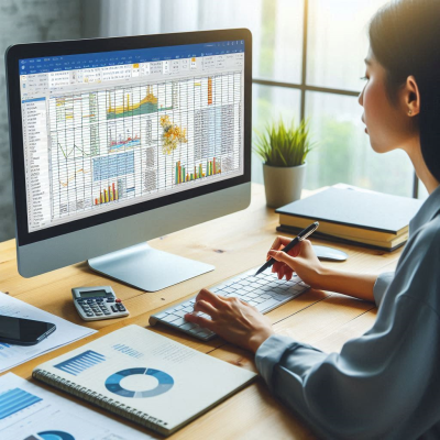 "엑셀 화면에서 데이터 분석을 위한 그래프와 표가 표시된 모습."