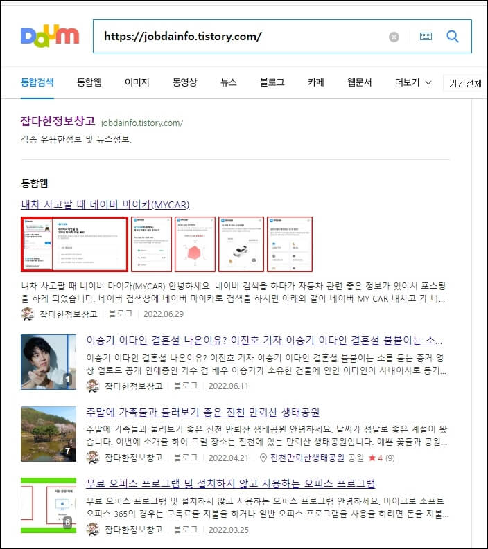 다음 사이트 노출