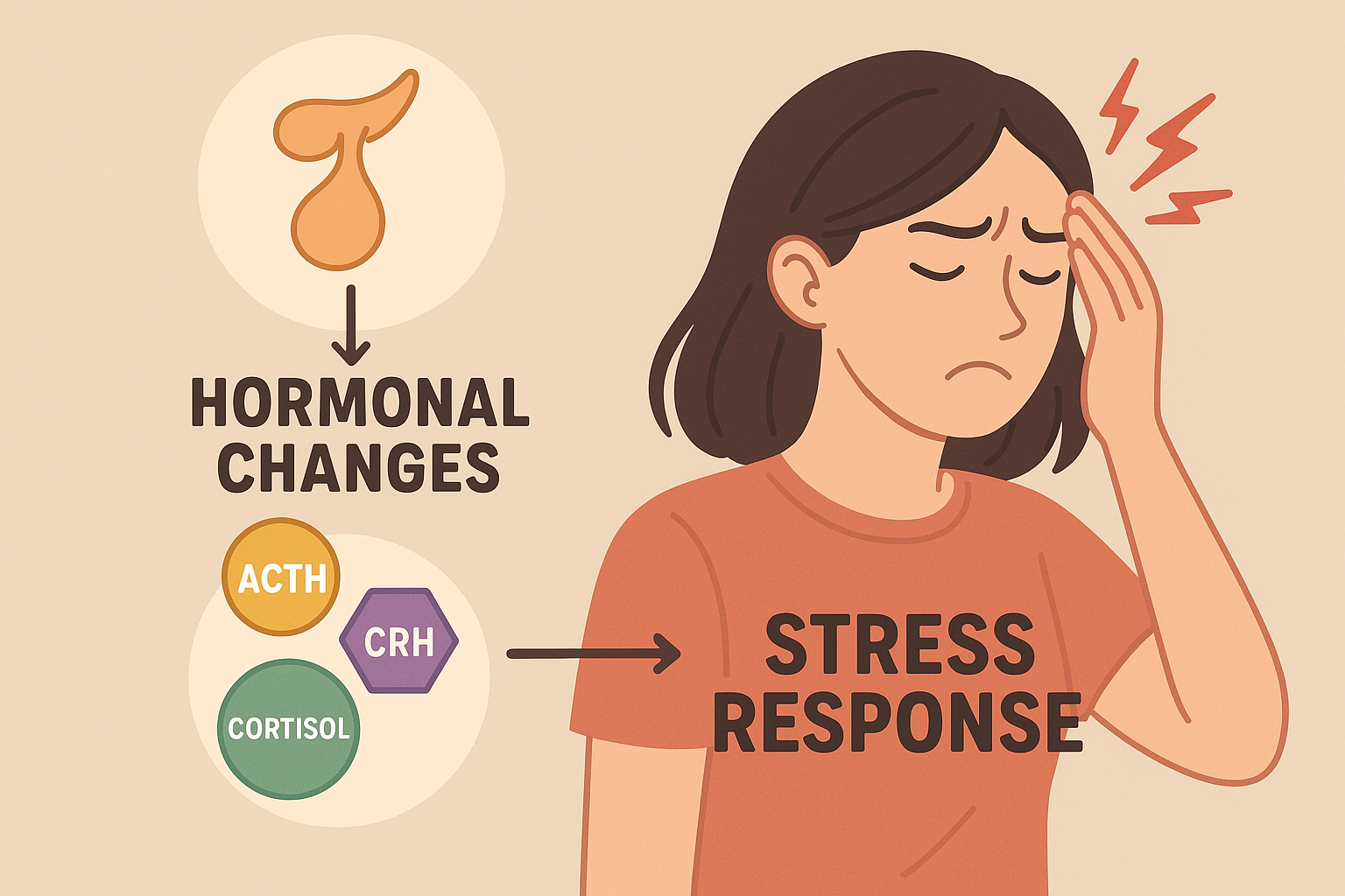 호르몬으로 인한 스트레스 영향을 그림으로 표현