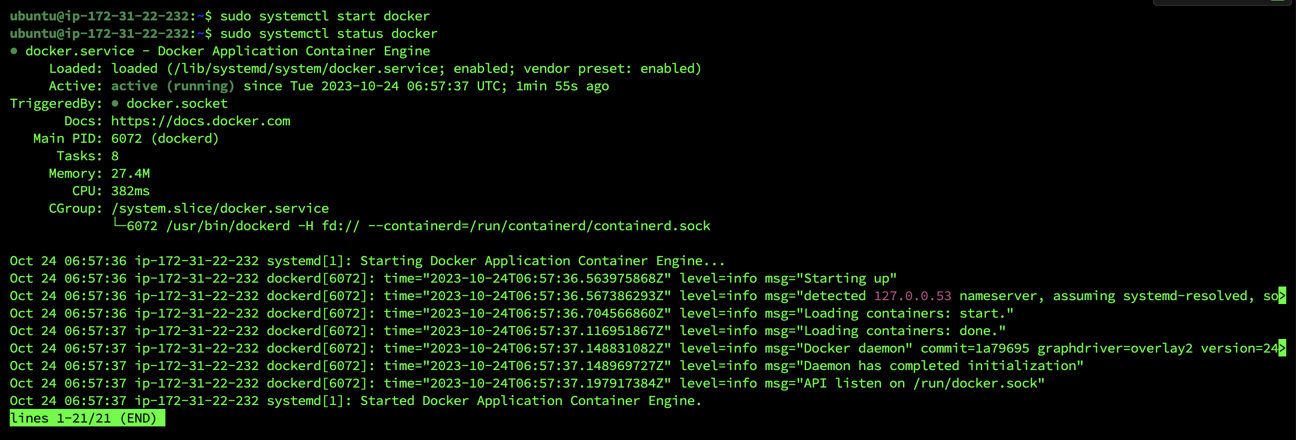 docker start
