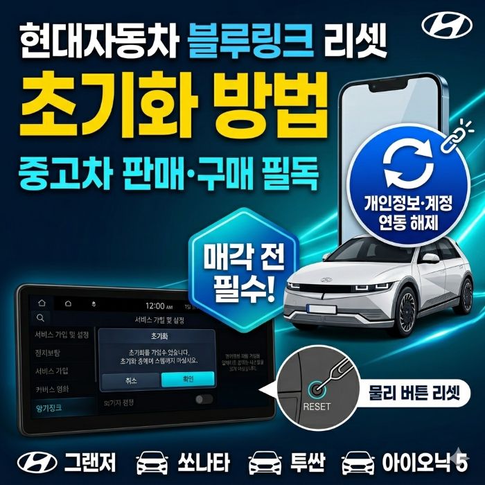 현대자동차 블루링크 초기화 방법 중고차 판매시 필독