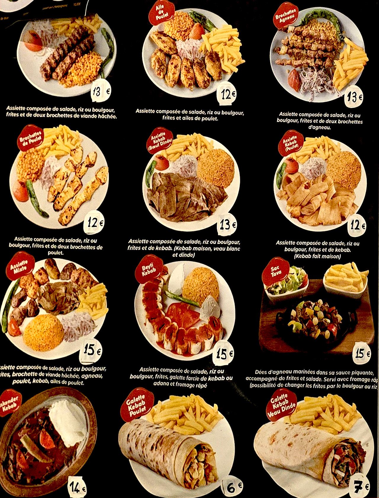 Lezzet doner 메뉴 가격