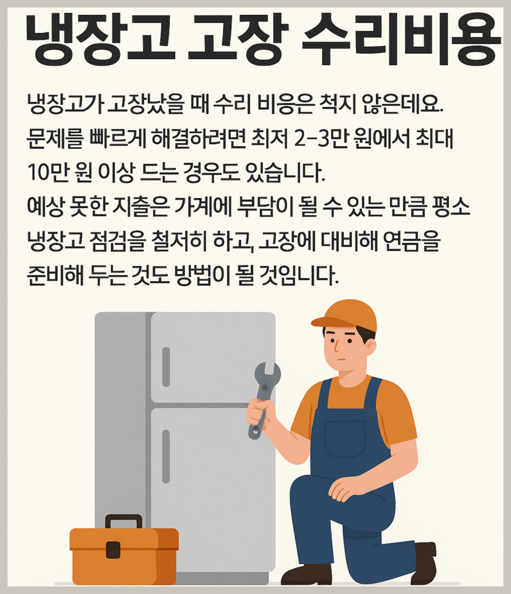 냉장고 고장 수리비용 2025 ❘ 고장 증상별 실제 비용 총정리