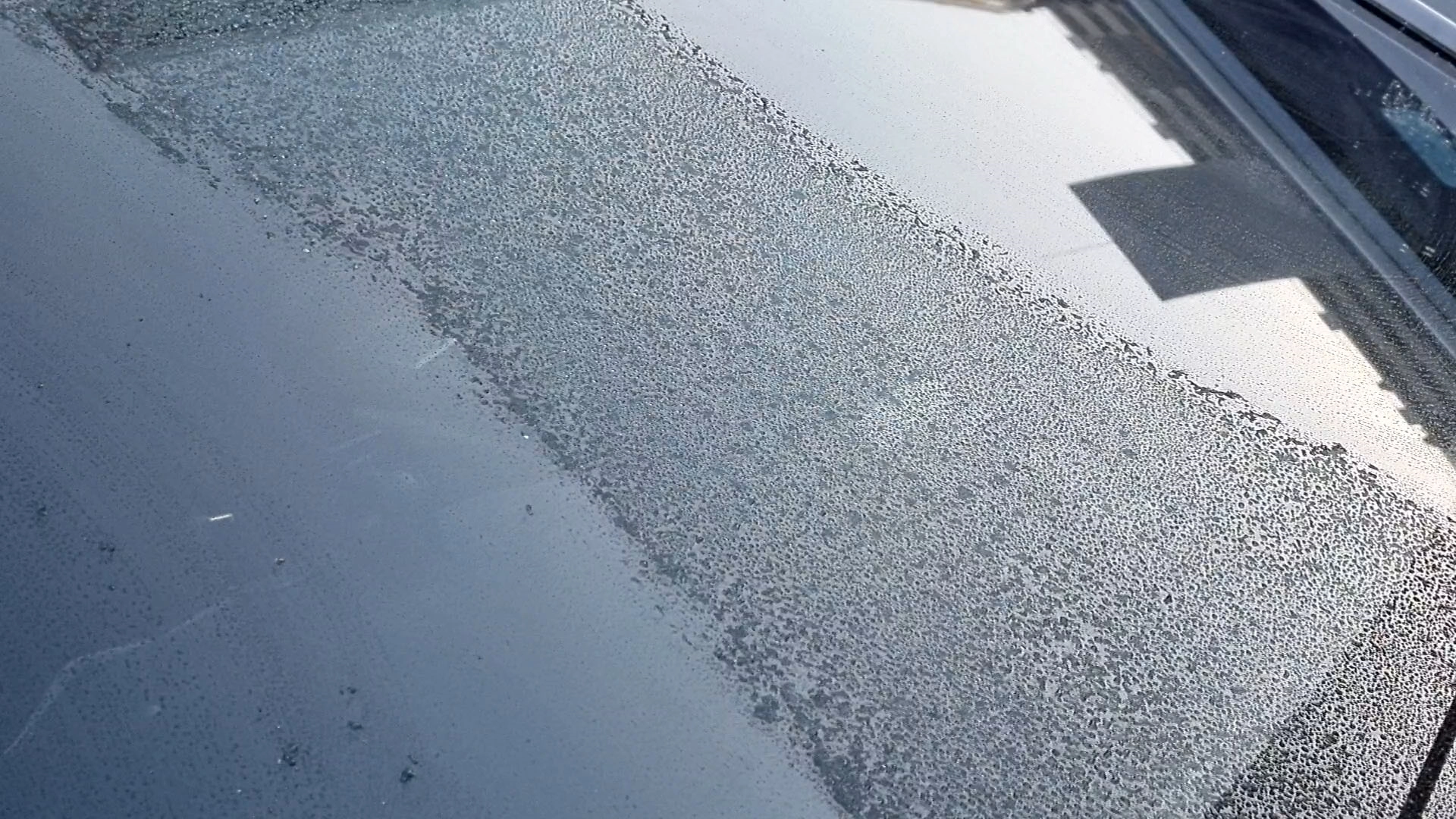 자동차 앞유리 성에 모습