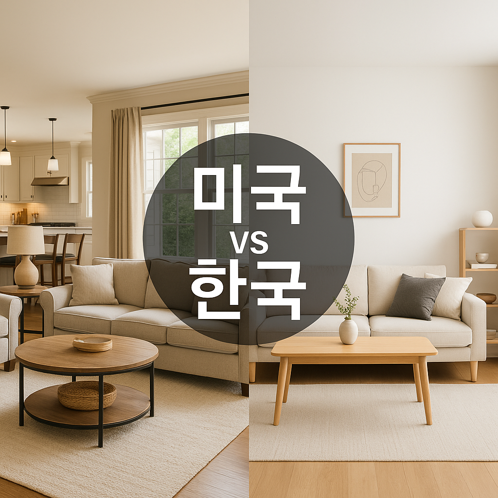 미국 vs한국 거실 관련사진.