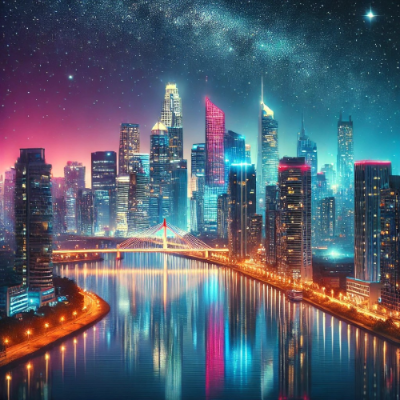 도시의 야경 이미지 사진