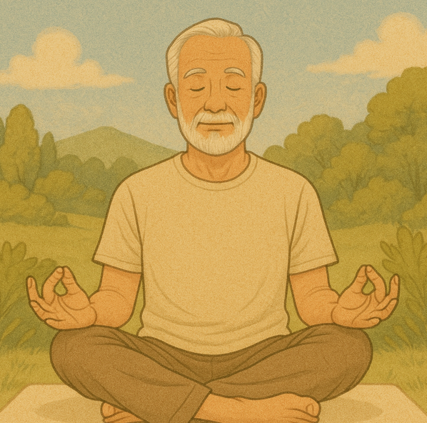 자연속에서 명상하는 사람의 모습