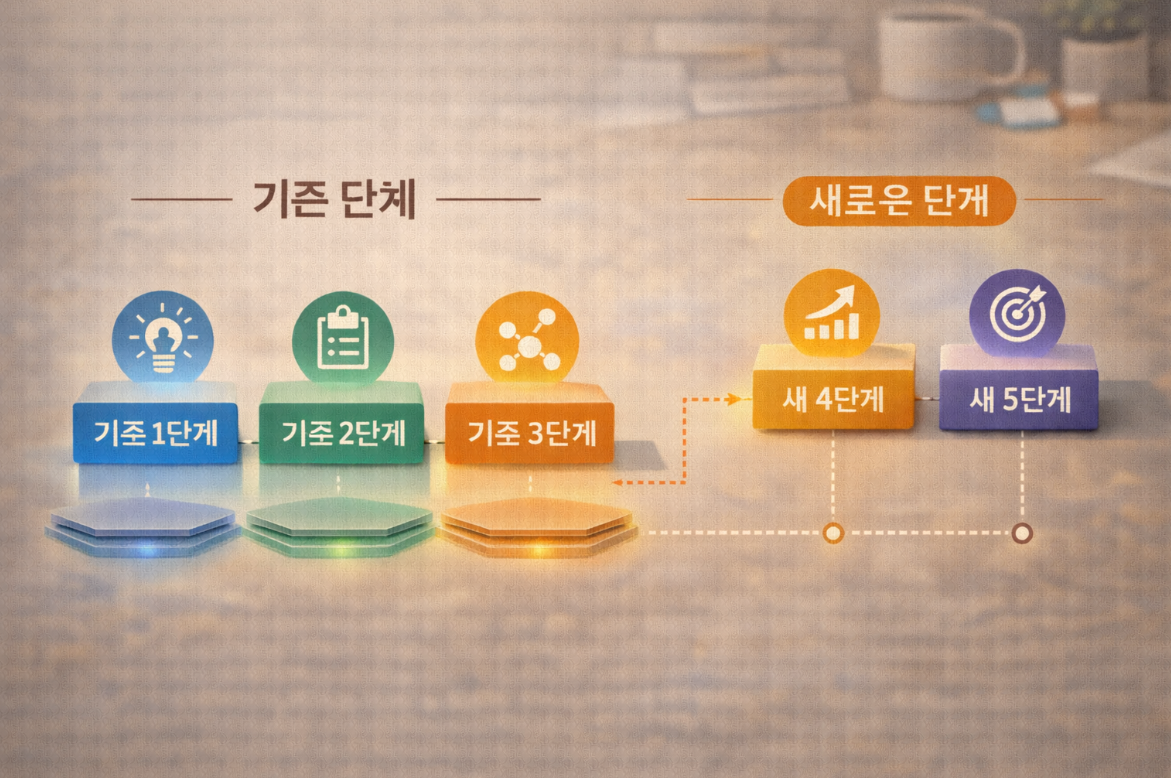 기존 단계에 새로운 단계가 추가된 블로그 구조 이미지