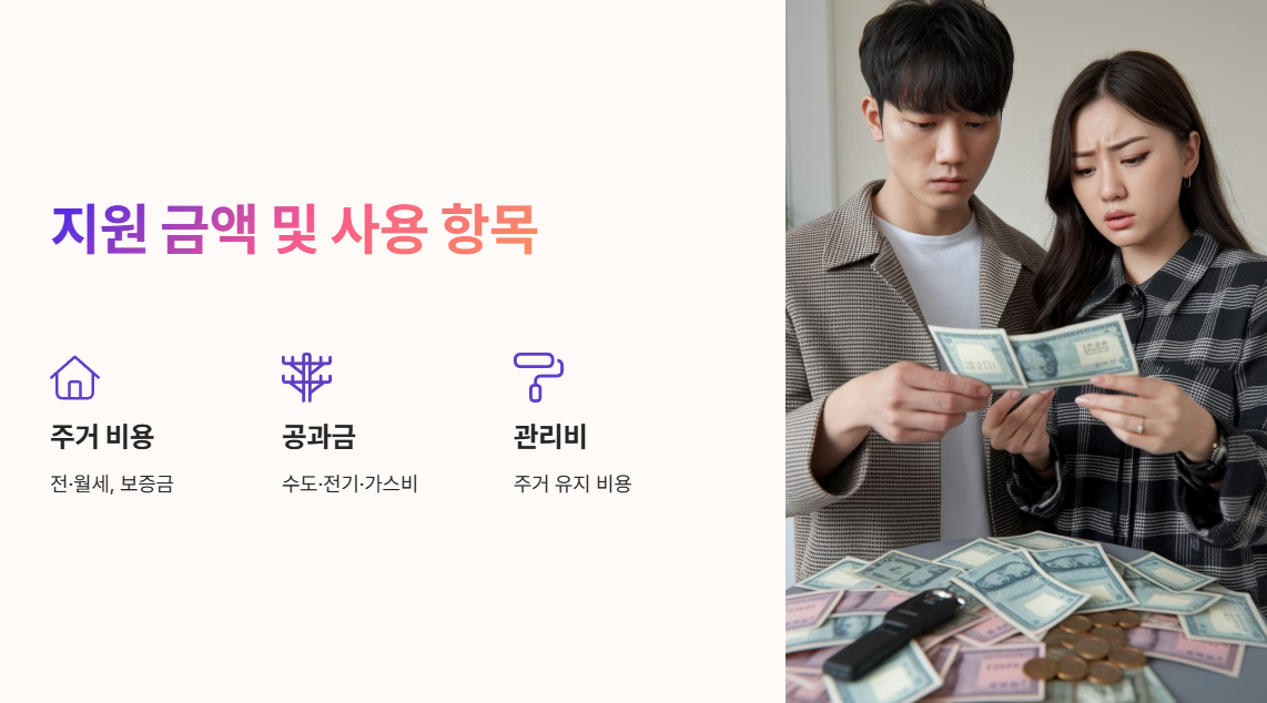 지원 금액 및 사용 가능 항목