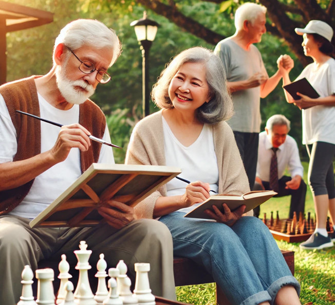 여가 생활을 즐기는 노인들의 모습