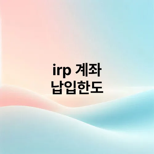 irp 계좌 납입한도
