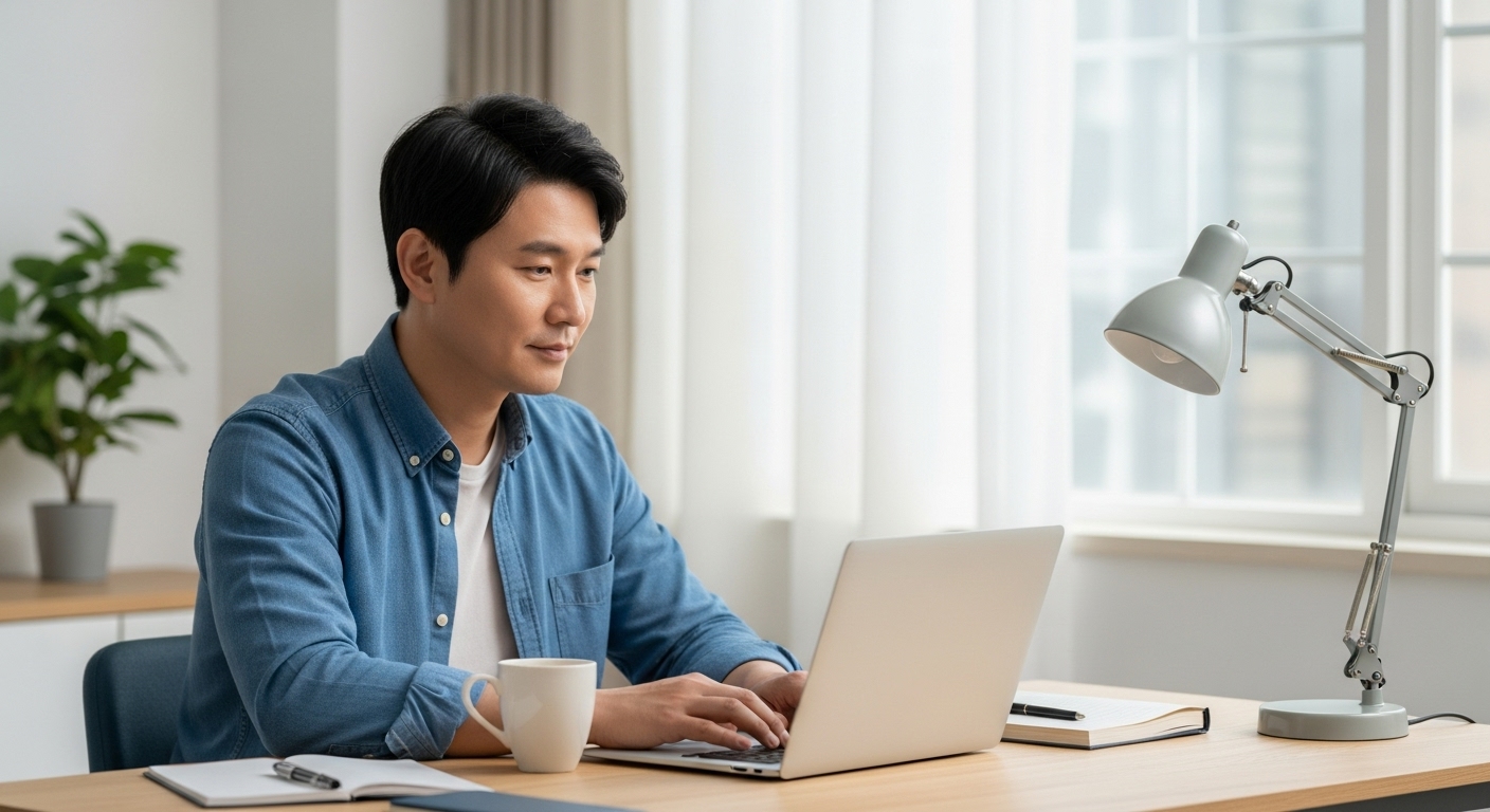 자동화 수익 시스템 설계 중인 남성