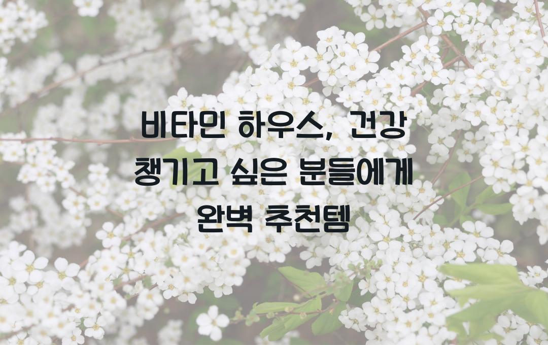 비타민 하우스, 건강 챙기고 싶은 분들에게 추천!