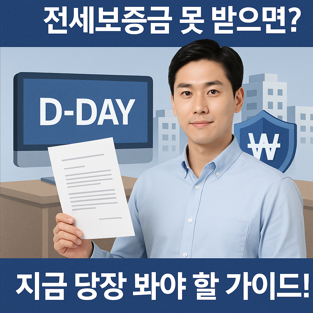 전세보증금 못 받는 상황 대비 – 한국인 세입자 모델이 문서를 든 홍보 이미지