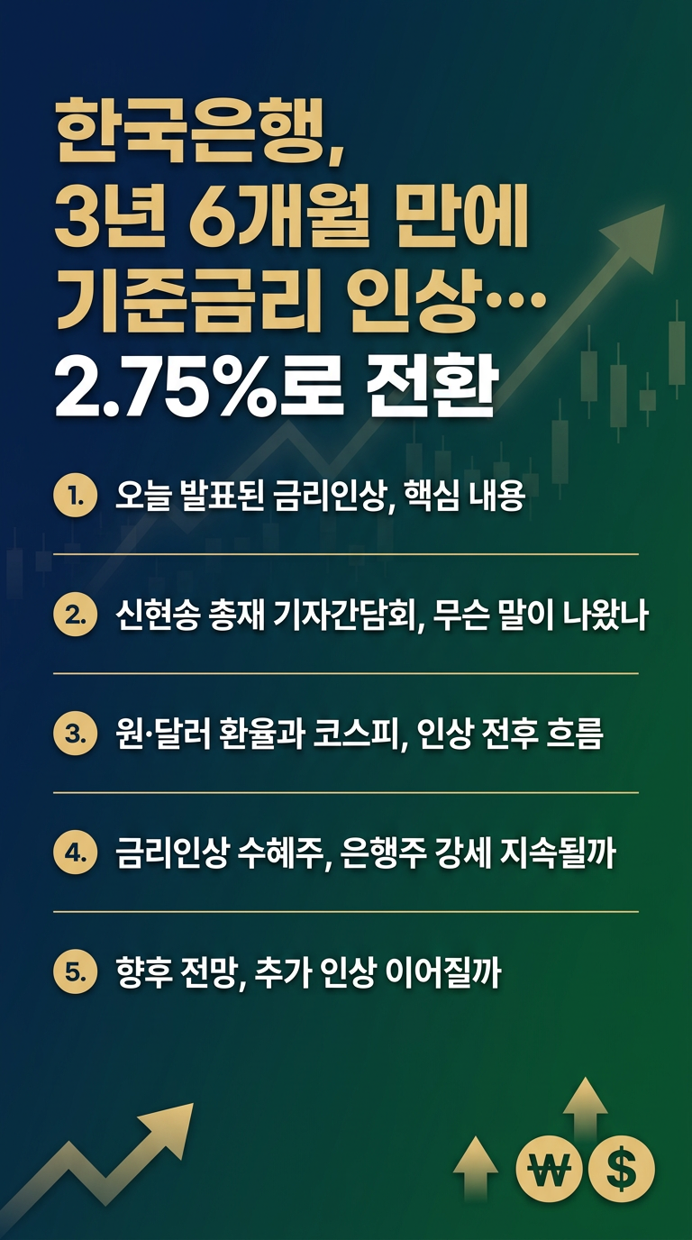 금리인상과 주가, 환율 및 경제 영향, 관련주, 신현송 금통위 기자간담회 내용 정리, 향후 금리 전망 분석