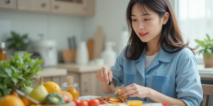 대장내시경 전 가벼운 식사를 준비하는 모습