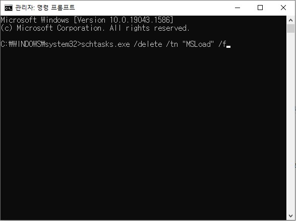 schtasks.exe /delete /tn &quot;MSLoad&quot; /f