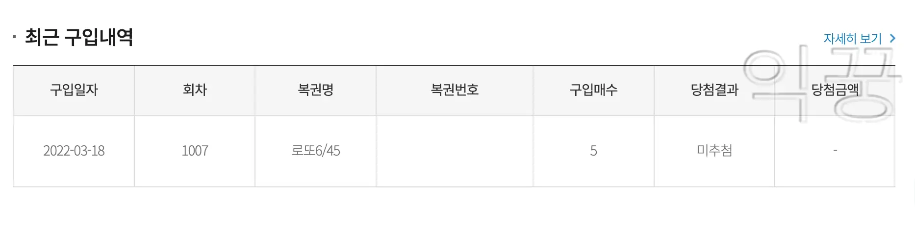 최근 구입 복권 확인