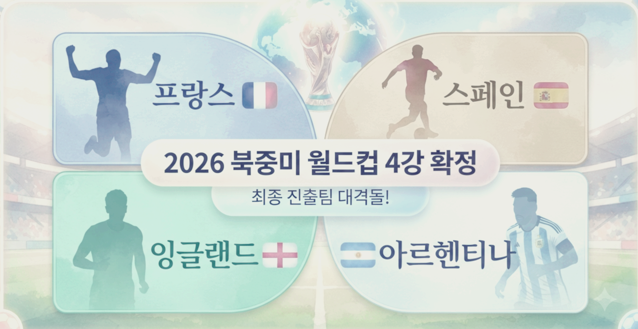 2026 북중미 월드컵 4강 대진표 확정