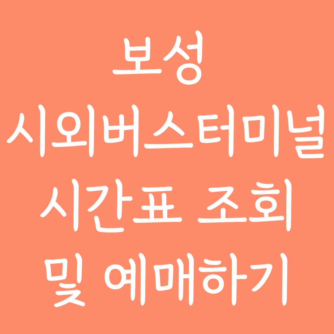보성 시외버스터미널 시간표 조회 및 예매하기
