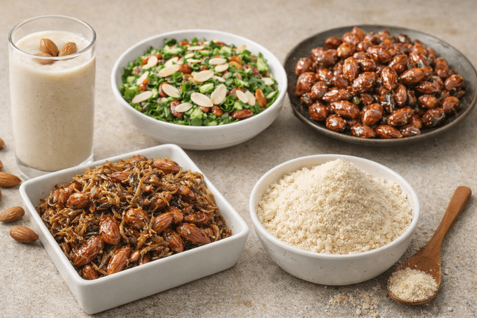 한국: 간편한 건강 간식과 퓨전 요리에 아몬드 활용