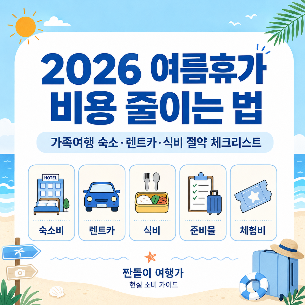 2026 여름휴가 가족여행 숙소 렌트카 식비 준비물 체험비 비용 줄이는 법 안내 이미지