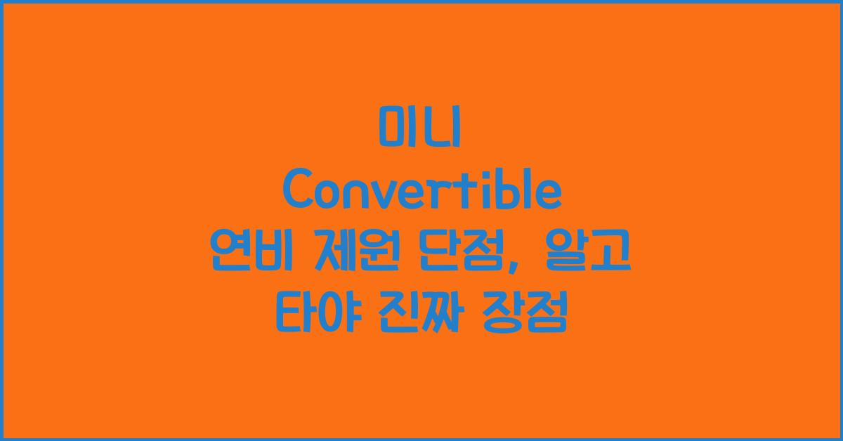 미니 Convertible 연비 제원 단점
