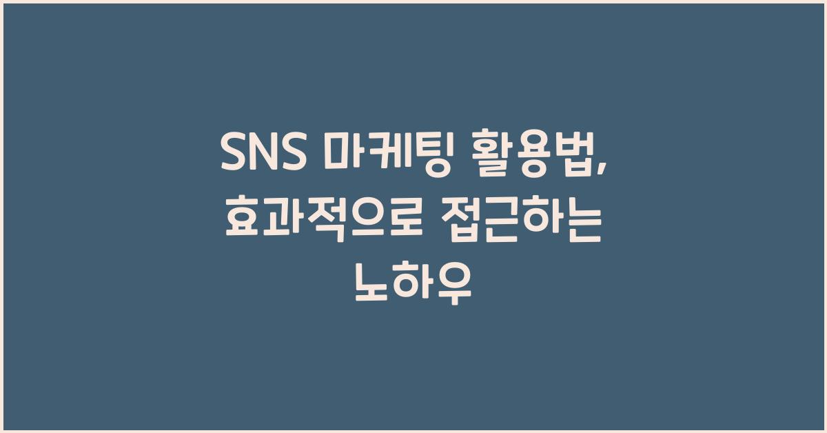 SNS 마케팅, 활용법