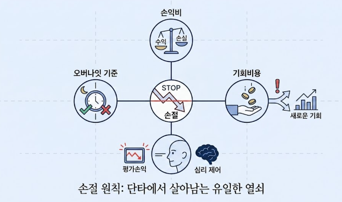 주식 단타 손절 (손익비, 오버나잇, 기회비용, 평가손익)