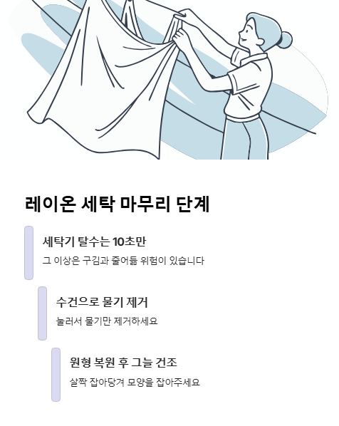 레이온 세탁 마무리 단계