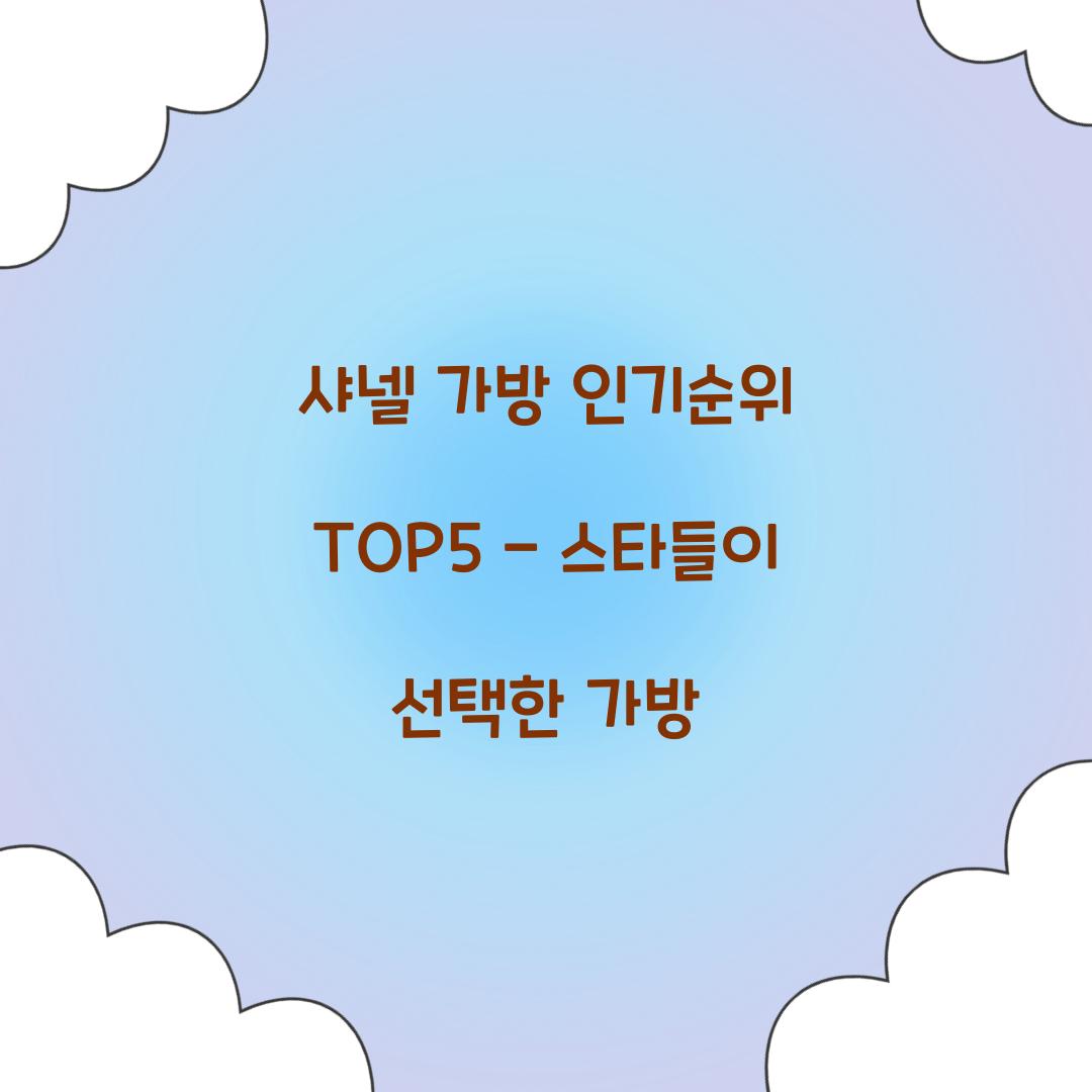 샤넬 가방 인기순위