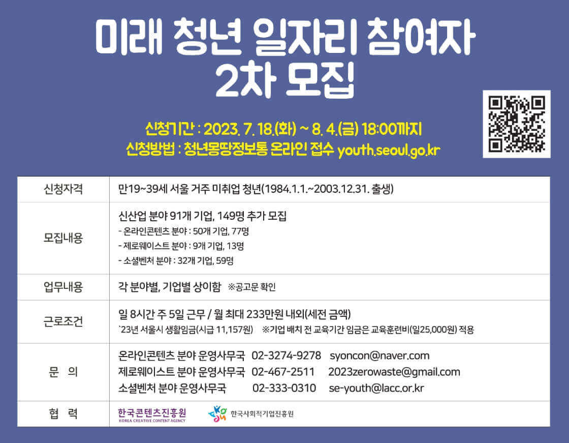 미래 청년 일자리 2차 가점대상 및 선발일정