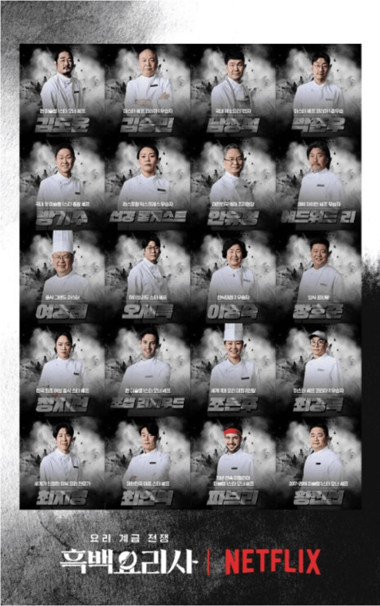 넷플릭스 시리즈 흑백요리사 흑수저 80인 셰프 사진