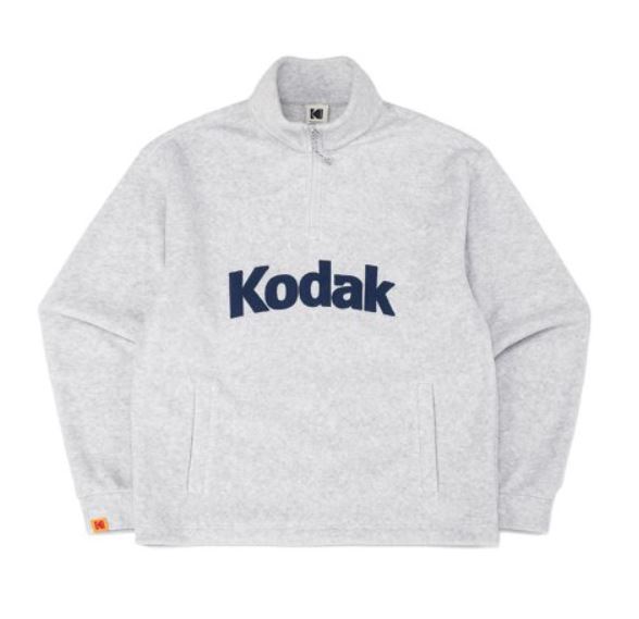 코닥-마이크로플리스-반집업-맨투맨-화이트-멜란지-색상-사진