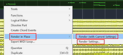Render in place