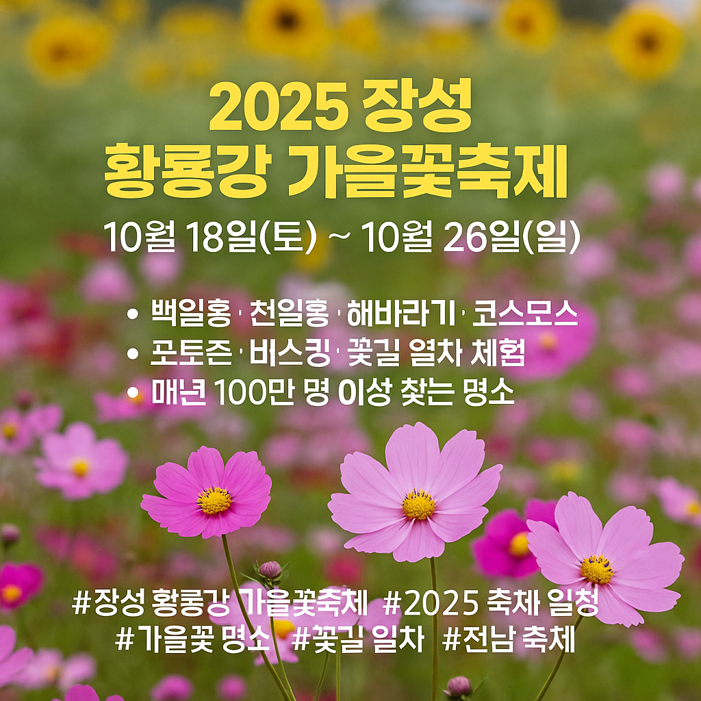 장성 황룡강 가을꽃축제 주차정보 확인하기