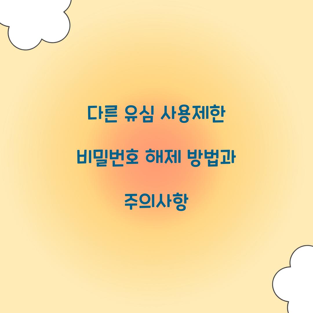 다른 유심 사용제한 비밀번호
