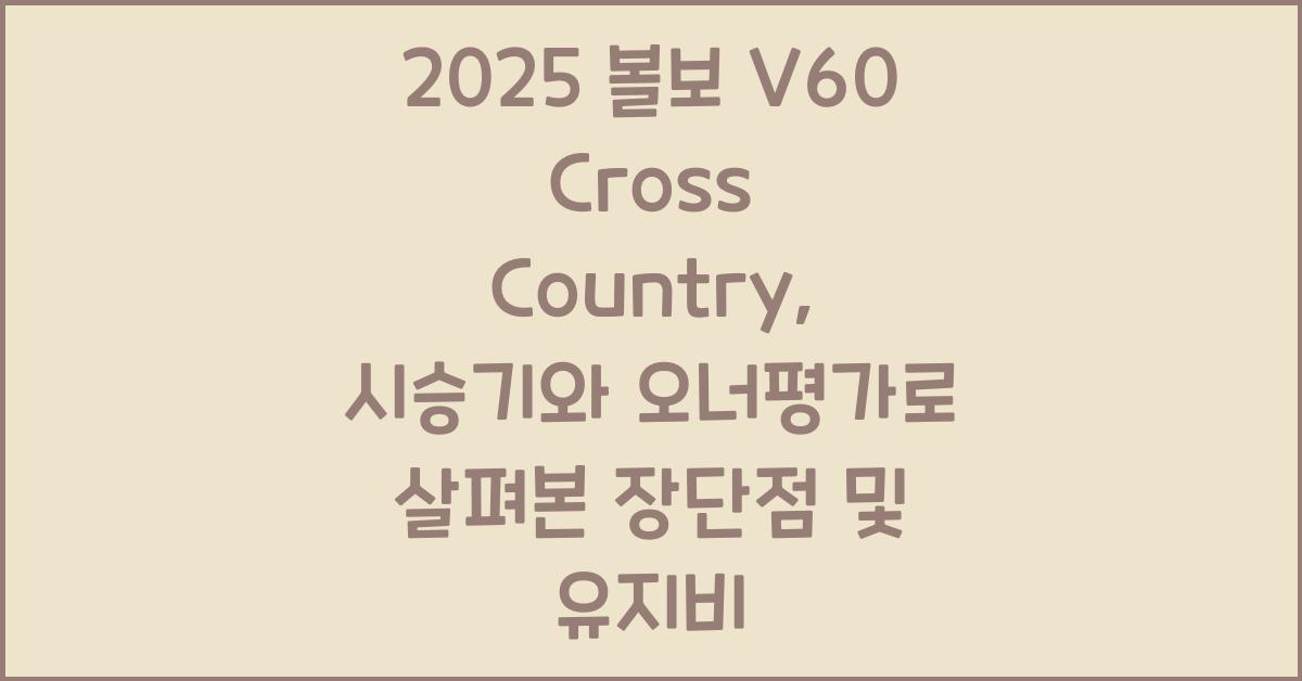 2025 볼보 V60 Cross Country 시승기 제원 연비 장단점 유지비 오너평가