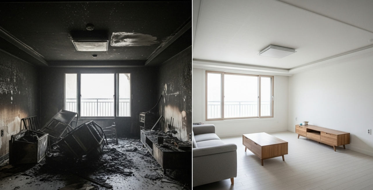 의정부 화재청소 공사 전후 모습