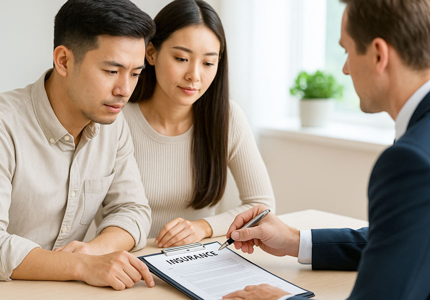 보험 증권과 청구 서류를 확인하는 장면