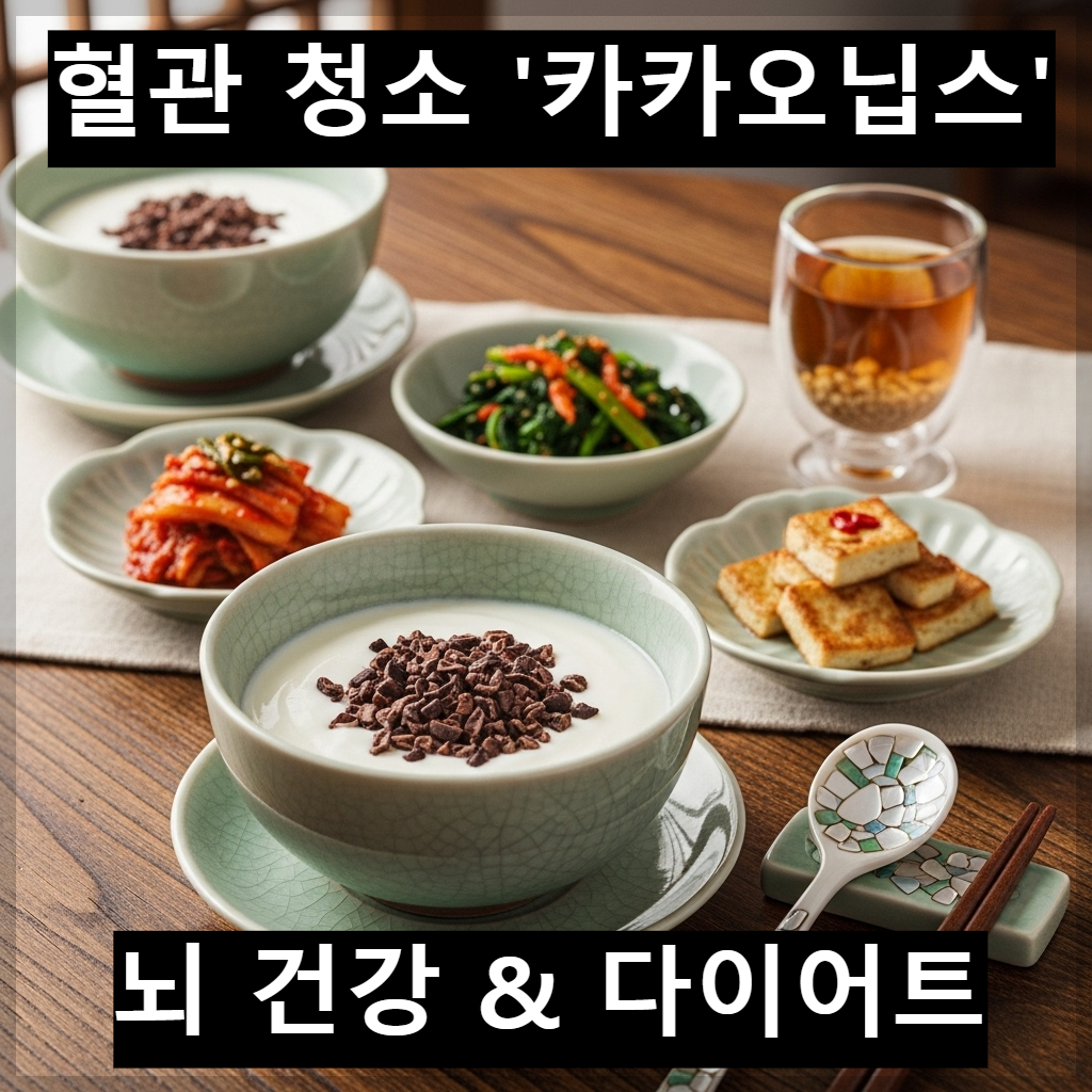 한국 밥상 위의 카카오닙스와 요거트
