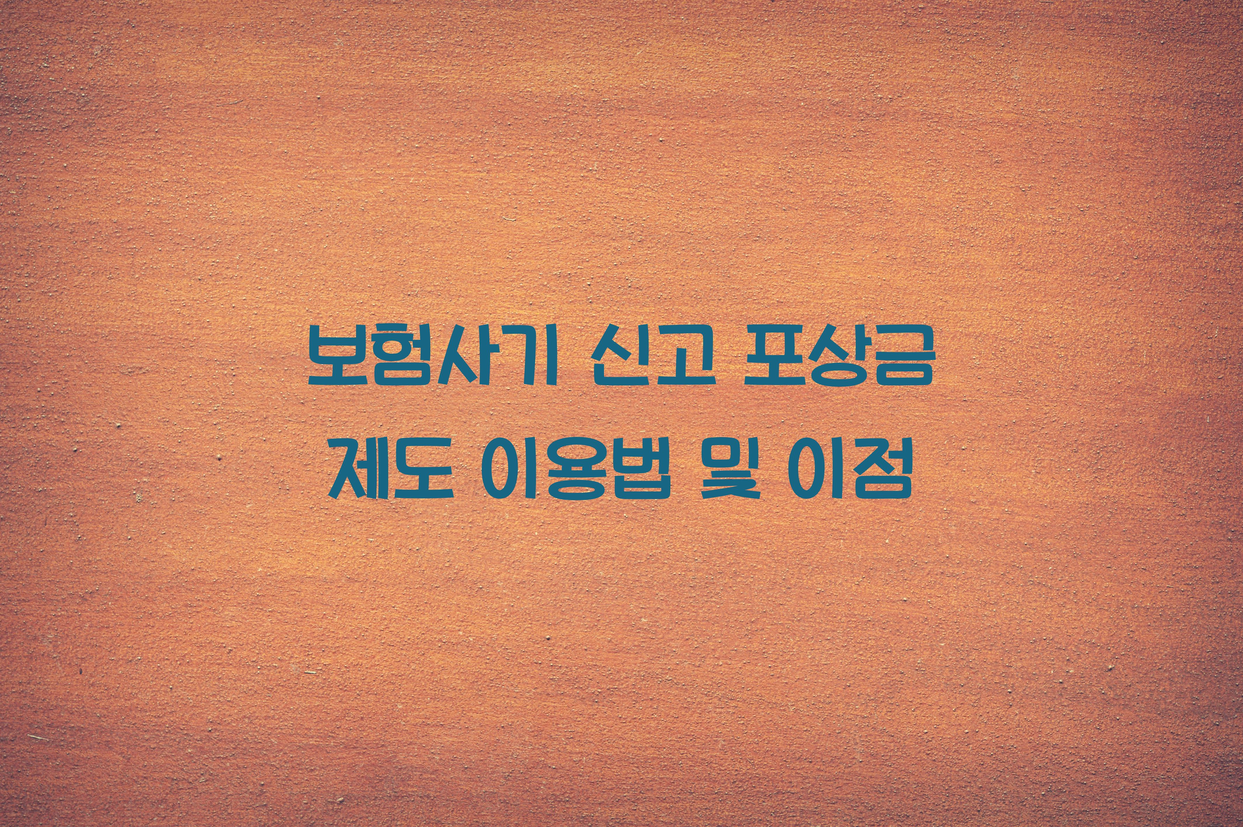 보험사기 신고 포상금 제도